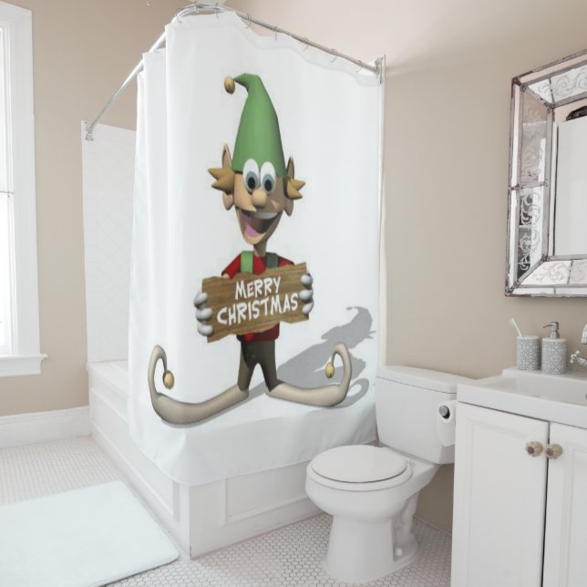 Christmas Shower Curtain, Elf Shower Curtain (In Situ)