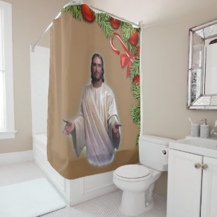 Christmas Shower Curtain, Jesus Christ Curtain