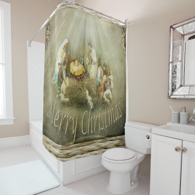 Christmas Shower Curtain, Jesus Christ Shower Curtain (In Situ)