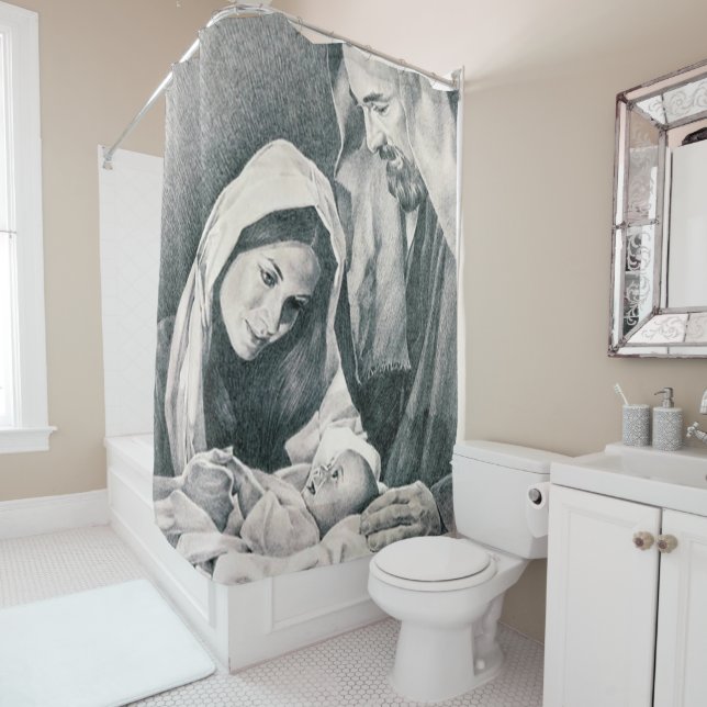 Christmas Shower Curtain, Jesus Christ Shower Curtain (In Situ)