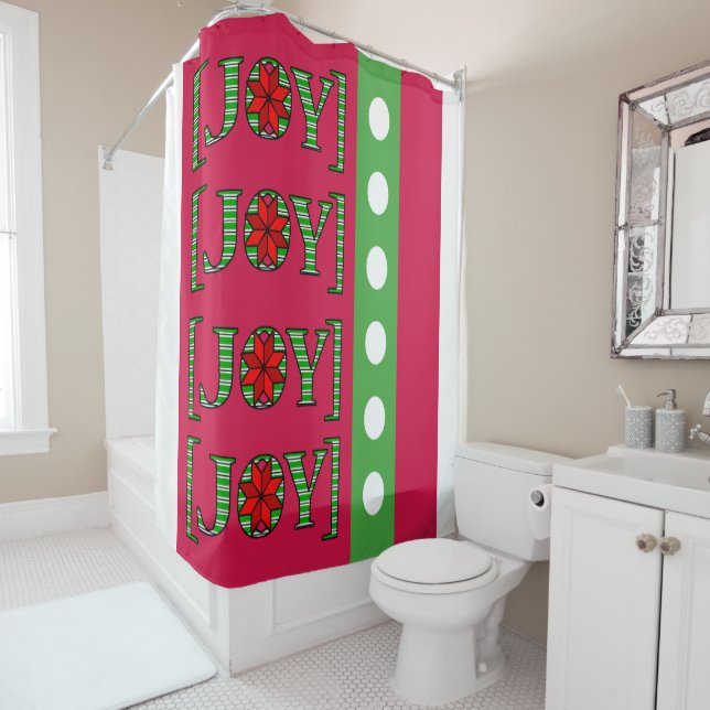 Christmas Shower Curtain Joy Red  (In Situ)
