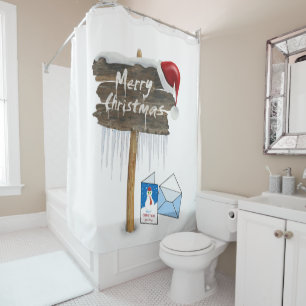 Christmas Shower Curtain, Merry Christmas Curtain