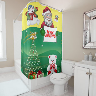 Christmas Shower Curtain, Merry Christmas Curtain