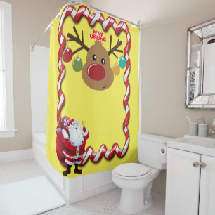 Christmas Shower Curtain, Merry Christmas Curtain