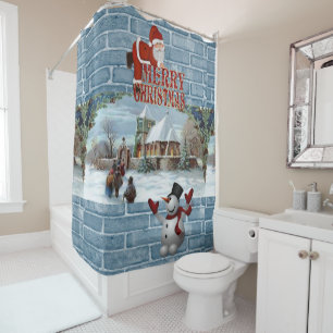 Christmas Shower Curtain, Merry Christmas Curtain