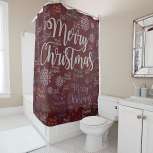 Christmas Shower Curtain, Merry Christmas Curtain