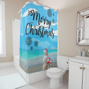 Christmas Shower Curtain, Merry Christmas Curtain