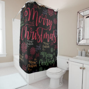 Christmas Shower Curtain, Merry Christmas Curtain