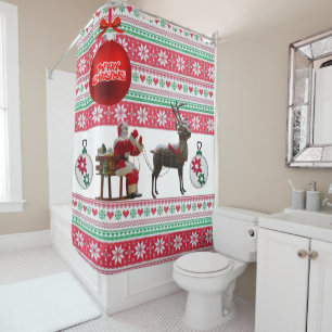 Christmas Shower Curtain, Merry Christmas Shower Curtain