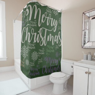 Christmas Shower Curtain, Merry Christmas Shower Curtain