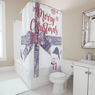 Christmas Shower Curtain, Merry Christmas Shower Curtain