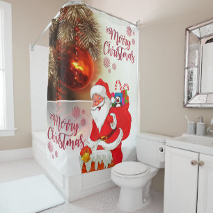 Christmas Shower Curtain, Merry Christmas Shower Curtain