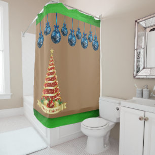 Christmas Shower Curtain, Merry Christmas Shower Curtain