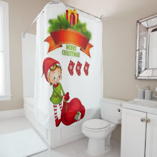 Christmas Shower Curtain, Merry Christmas Shower Curtain