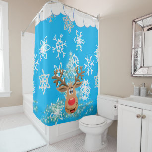 Christmas Shower Curtain, Reindeer Shower Curtain