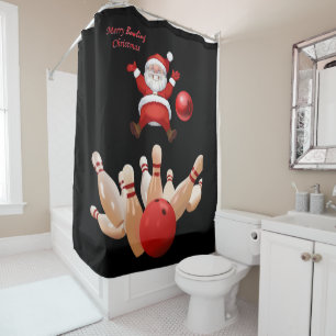 Christmas Shower Curtain, Santa Bowling Curtain