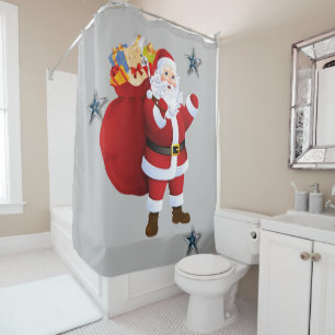 Christmas Shower Curtain, Santa Curtain