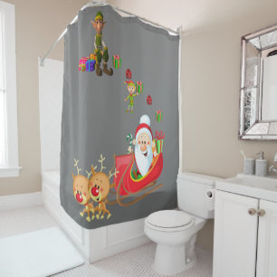 Christmas Shower Curtain, Santa Curtain
