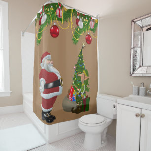 Christmas Shower Curtain, Santa Curtain