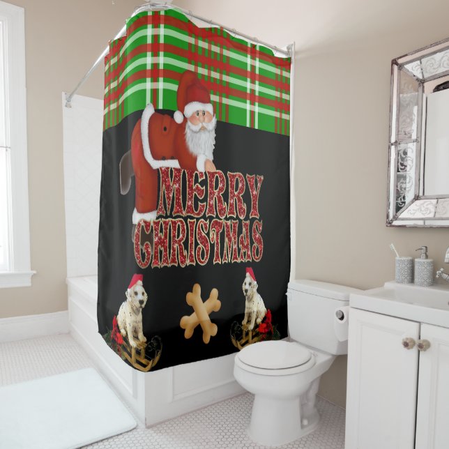 Christmas Shower Curtain, Santa Curtain (In Situ)
