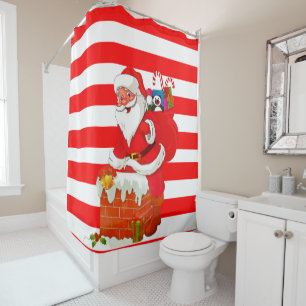 Christmas Shower Curtain, Santa Curtain