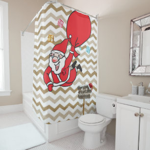 Christmas Shower Curtain, Santa Curtain