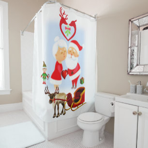 Christmas Shower Curtain, Santa Curtain
