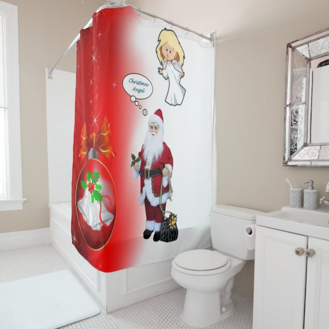 Christmas Shower Curtain, Santa Curtain (In Situ)