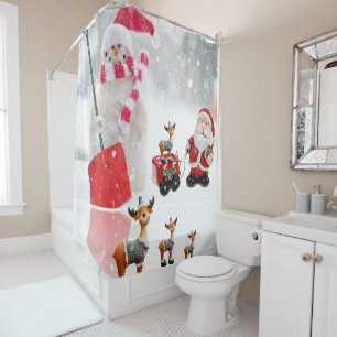 Christmas Shower Curtain, Snowman Shower Curtain