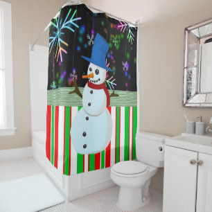 Christmas Shower Curtain, Snowman Shower Curtain