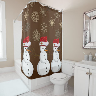 Christmas Shower Curtain, Snowman Shower Curtain