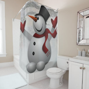 Christmas Shower Curtain, Snowman Shower Curtain