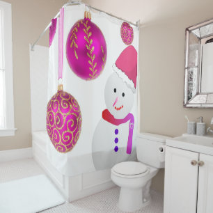 Christmas Shower Curtain, Snowman Shower Curtain
