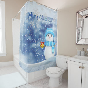 Christmas Shower Curtain, Snowman Shower Curtain