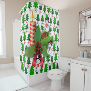 Christmas Shower Curtain, Snowman Shower Curtain