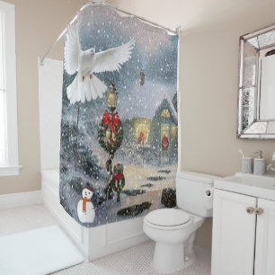 Christmas Shower Curtain, Snowman Shower Curtain