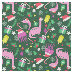 christmas shrimp dinosaur jellyfish santa fabric