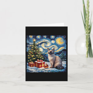 Christmas Siamese Cat Art Van Gogh The Starry Nigh Card