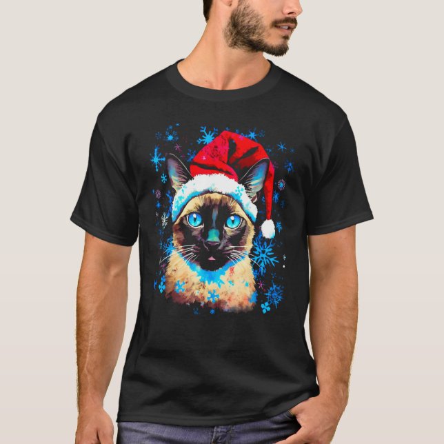 Christmas Siamese Cat T-Shirt (Front)