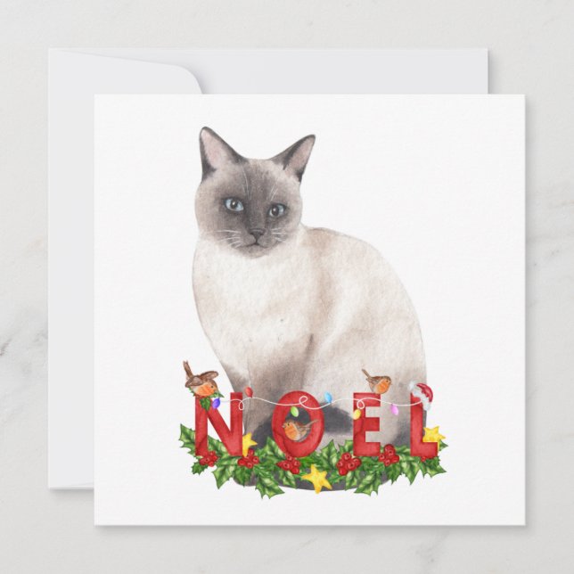 Christmas Siamese Cat Watercolor  (Front)