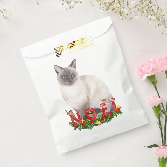 Christmas Siamese Cat Watercolor  Favour Bags (Sealed)