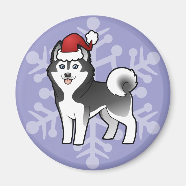 Christmas Siberian Husky / Alaskan Malamute Magnet (Front)