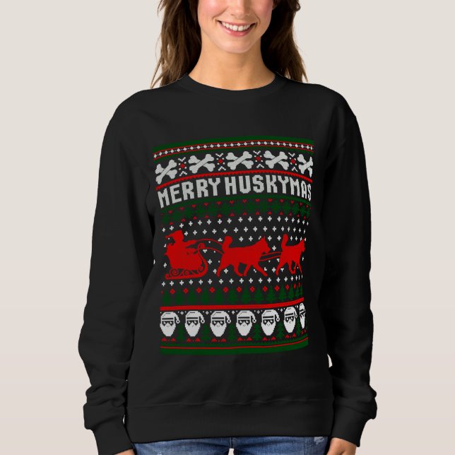 Christmas Siberian Husky Dog Funny Sweatshirt (Front)