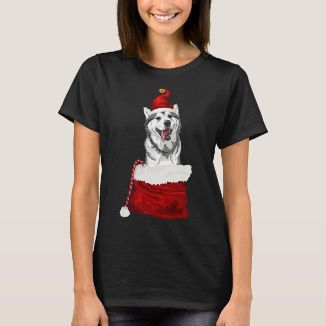 Christmas Siberian Husky Illustration Siberian Hus T-Shirt (Front)