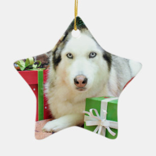 Christmas - Siberian Husky - Juliet Ceramic Tree Decoration