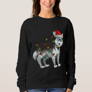 Christmas Siberian Husky Santa Lights Sweatshirt