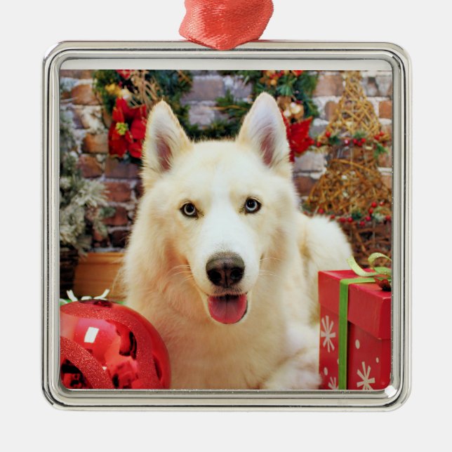 Christmas - Siberian Husky - Teagarden Portraits Metal Tree Decoration (Front)