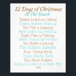 Christmas sign 12 Days of Christmas at the Beach<br><div class="desc">We created this fun Christmas Carol for the Beach Lover on your Christmas list! Custom design and Printed on high quality stock ready for your favourite frame. Makes a perfect gift that's sure to bring smiles every year. See our store for other options.</div>