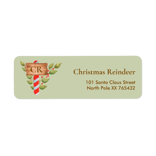 Christmas Sign Monogram Return Address Labels (Front)