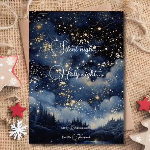 Christmas silent holy and starry night card
